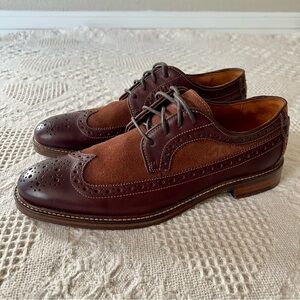 Johnston & Murphy Sheepskin & Leather Wingtip Men’s Oxfords Brown Suede Size 8